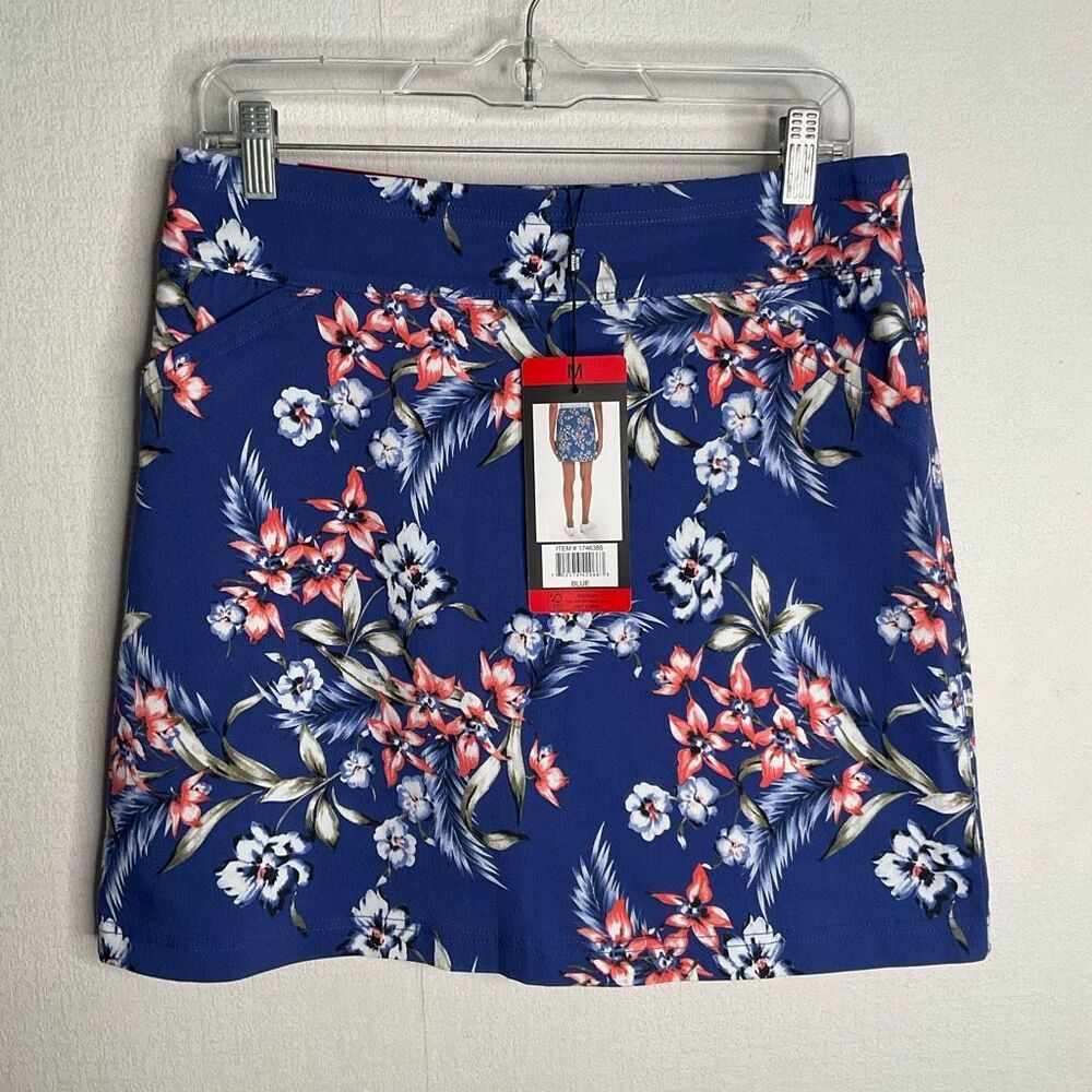 Mario Serrani Skort Women's Medium Comfort Stretch Short‎ Blue Floral Tennis M